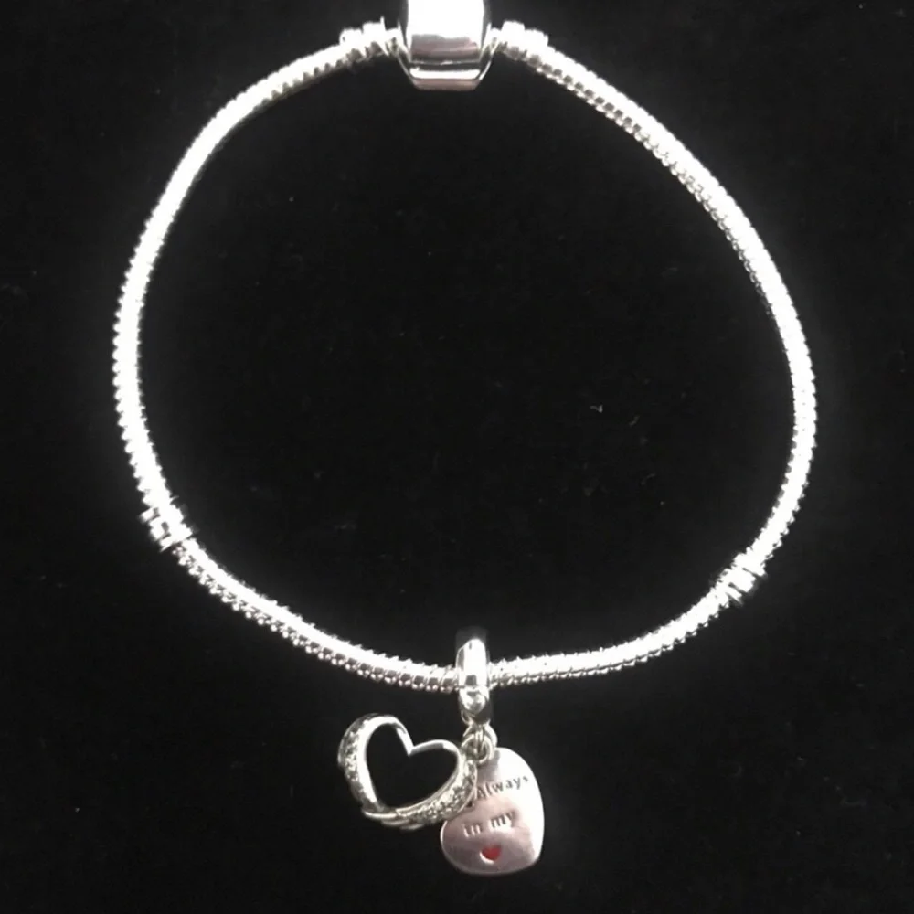 Sterling Silver Heart Charm Bracelet